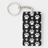 Paw Pattern, Paw Prints, Dog Paws, Black and White Sleutelhanger (Voorkant)