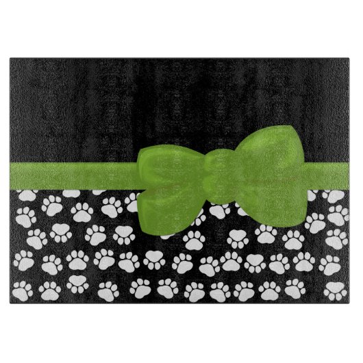 Paw Pattern, Paw Prints, Dog Paws, Black and White Snijplank (Voorkant)