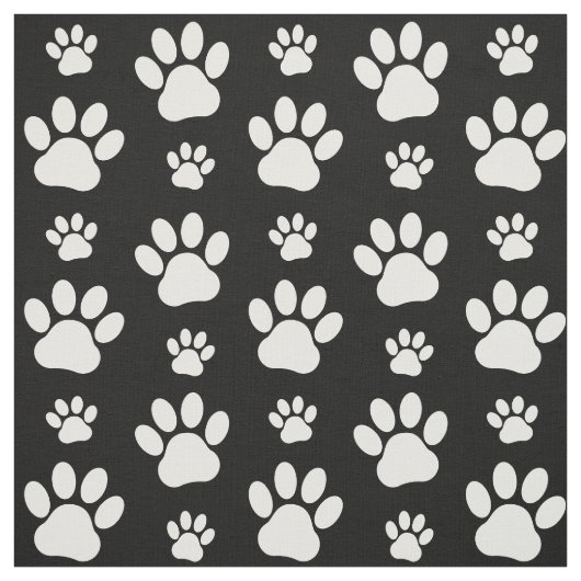 Paw Pattern, Paw Prints, Dog Paws, Black and White Stof (Swatch)