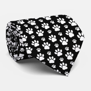 Paw Pattern, Paw Prints, Dog Paws, Black and White Stropdas