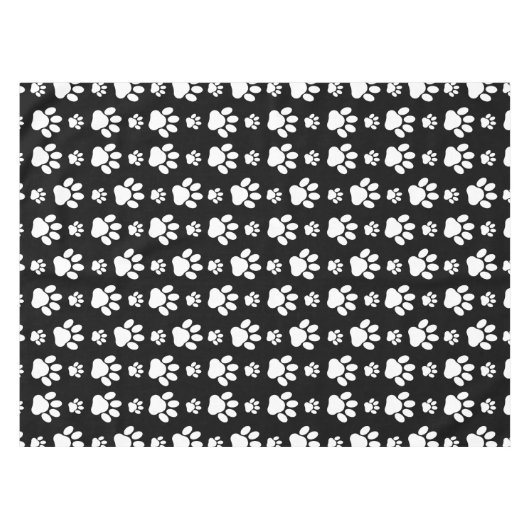 Paw Pattern, Paw Prints, Dog Paws, Black and White Tafelkleed (Voorkant (Horizontaal))