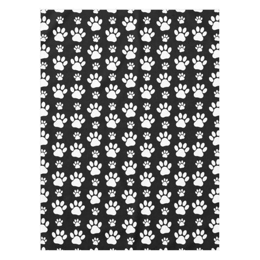 Paw Pattern, Paw Prints, Dog Paws, Black and White Tafelkleed (Voorkant)