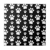 Paw Pattern, Paw Prints, Dog Paws, Black and White Tegeltje (Voorkant)