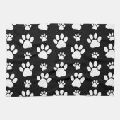 Paw Pattern, Paw Prints, Dog Paws, Black and White Theedoek (Horizontaal)