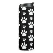 Paw Pattern, Paw Prints, Dog Paws, Black and White Thermosbeker (Gedraaid links)