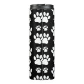 Paw Pattern, Paw Prints, Dog Paws, Black and White Thermosbeker (Achterkant)