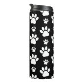 Paw Pattern, Paw Prints, Dog Paws, Black and White Thermosbeker (Geroteerd rechts)