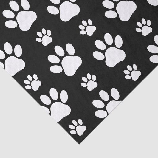 Paw Pattern, Paw Prints, Dog Paws, Black and White Tissuepapier (Detail)