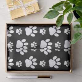 Paw Pattern, Paw Prints, Dog Paws, Black and White Tissuepapier