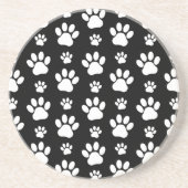 Paw Pattern, Paw Prints, Dog Paws, Black and White Zandsteen Onderzetter (Voorkant)