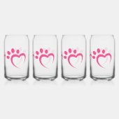 Paw Paws houden van hart icoon Blikvorm Glas (Achterkant)