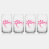 Paw Paws houden van hart icoon Blikvorm Glas (Voorkant)