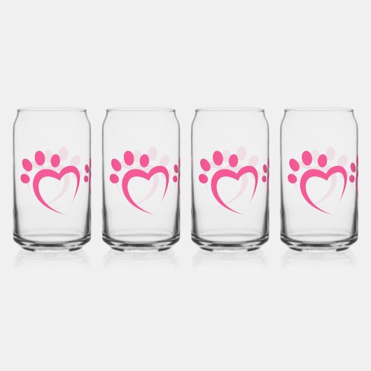 Paw Paws houden van hart icoon Blikvorm Glas (Voorkant)