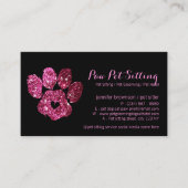 Paw Pet Sitter Verzorging Glitter Roze Zwart Hond  Visitekaartje (Voorkant)