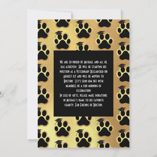 Paw Pet Veterinarian Graduation Party Kaart (Achterkant)