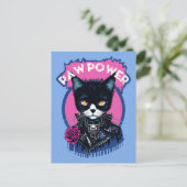 Paw Power Punk Cat Briefkaart (Staand voorkant)
