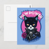 Paw Power Punk Cat Briefkaart (Voorkant / Achterkant)