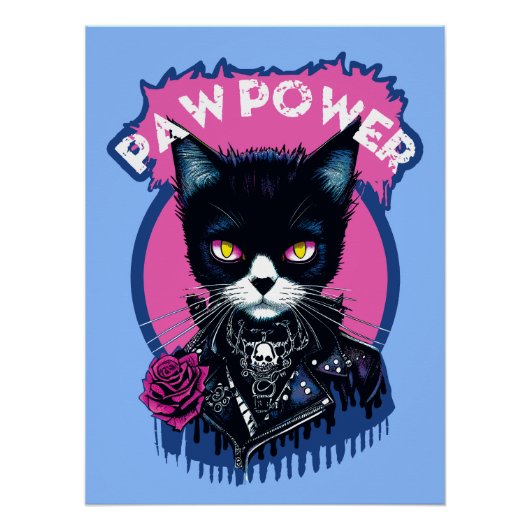 Paw Power Punk Cat Perfect Poster (Voorkant)
