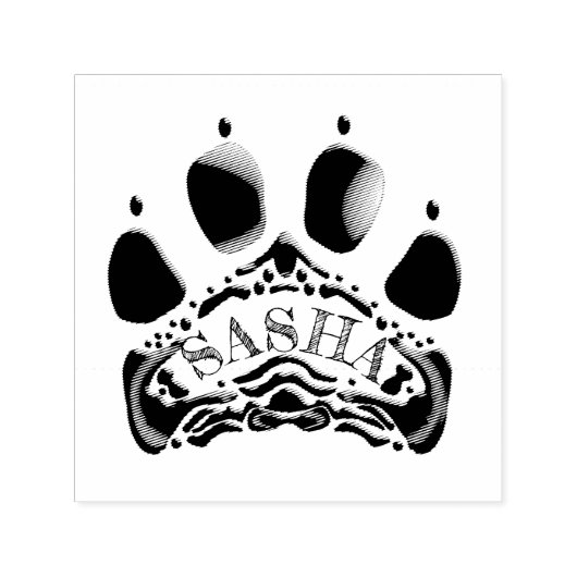 Paw Print 3-5 Letter Zelfinktende Stempel (Design)