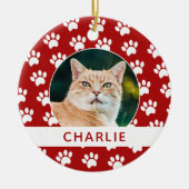 Paw Print Aangepaste huisdier foto Keramisch Ornament (Voorkant)