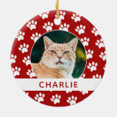 Paw Print Aangepaste huisdier foto Keramisch Ornament (Achterkant)