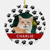 Paw Print Aangepaste huisdier foto Keramisch Ornament (Achterkant)