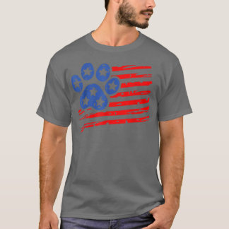Paw Print American Flag op 4 juli T-shirt