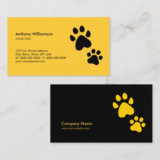 Paw Print Animal Care Pet Sitter Veterinary Visitekaartje (Voorkant / Achterkant)