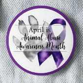 Paw Print April Animal Abuse Awareness Month Ronde Button 5,7 Cm
