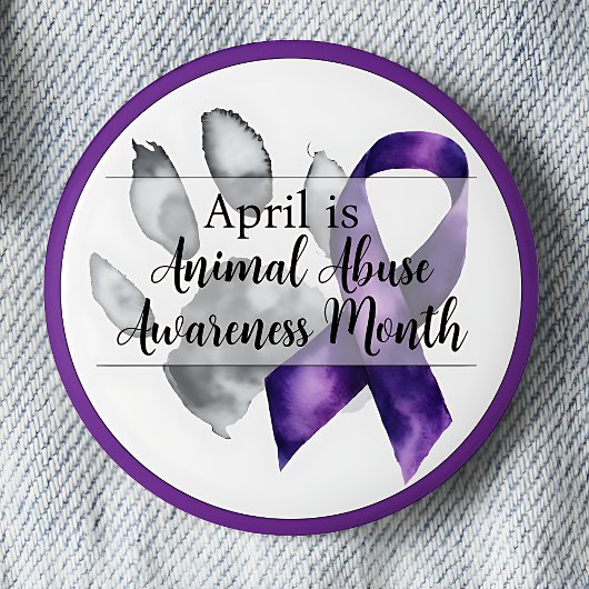 Paw Print April Animal Abuse Awareness Month Ronde Button 5,7 Cm