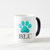 Paw Print Aqua Pet NAME Modern Fun Magische Mok (Voorkant rechts)