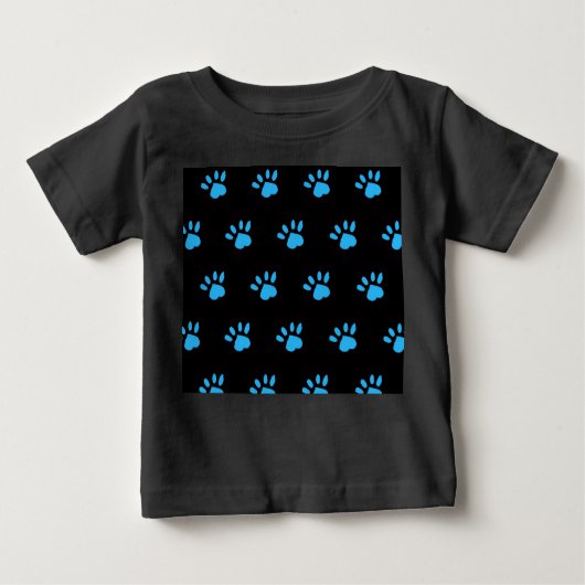 Paw Print Baby T-shirt (zwart & blauw) (Voorkant)