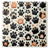 Paw print bedrukt verschillend gekleurde hond tegeltje (Voorkant)