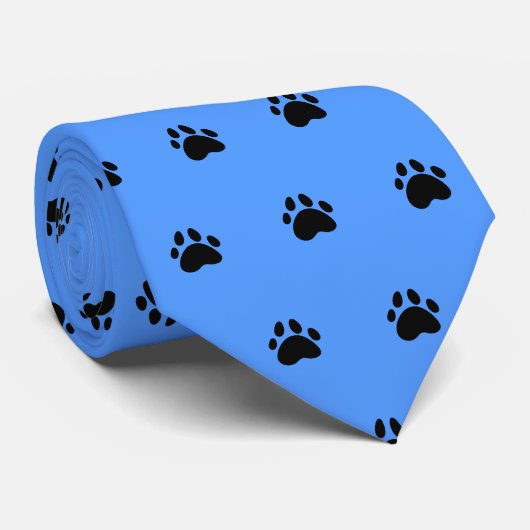 Paw Print Blauwe Stropdas (Opgerold)