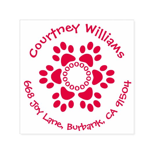 Paw Print Bloem Retouradres Zelfinkt Stempel (Design)