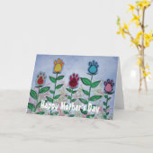 Paw Print Bloemen Kaart (Gele Bloem)