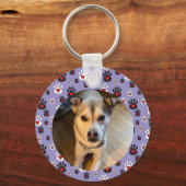 Paw print blue red heart name sleutelhanger (Achterkant)