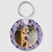 Paw print blue red heart name sleutelhanger (Achterkant)