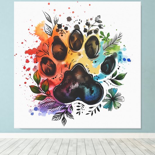 Paw Print Boho Waterverf (Insitu (Houten vloer))