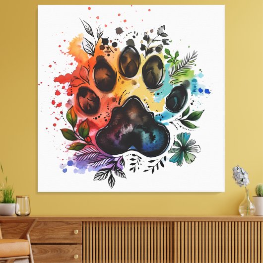 Paw Print Boho Waterverf (Insitu (Woonkamer))