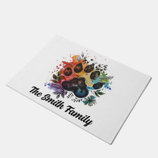 Paw Print Boho Waterverf Deurmat (Schuin)