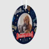 Paw Print & Botten Patroon | Dierlijke huisdier fo Ornament (voorkant)