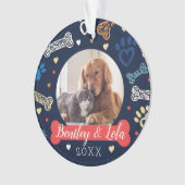 Paw Print & Botten Patroon | Dierlijke huisdier fo Ornament (voorkant)