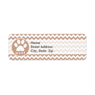 Paw Print; Bruine Chevron Etiket