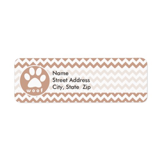 Paw Print; Bruine Chevron Etiket (Voorkant)