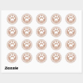 Paw Print; Bruine Chevron Ronde Sticker (Vel)