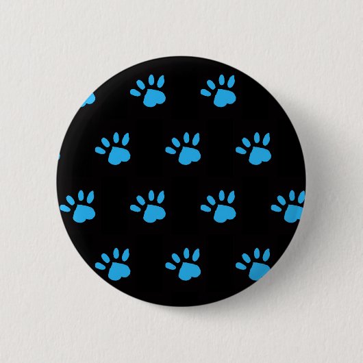 Paw Print Button (zwart en blauw) (Voorkant)