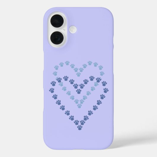 Paw Print Case-Mate iPhone 16 Hoesje Blauw & Laven (Achterkant)