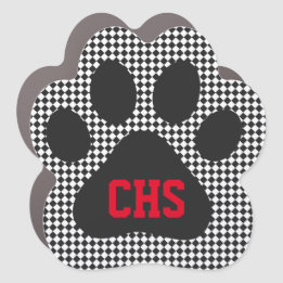 Paw Print Checkerboard School Initialen Team Kleur Automagneet