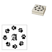 Paw Print Cirkel Rubber Stempel met Monogram (Gestempeld)